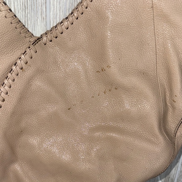 orYANY Taupe Leather Hobo Bag with Gold Details and whipstitching - Picture 7 of 13